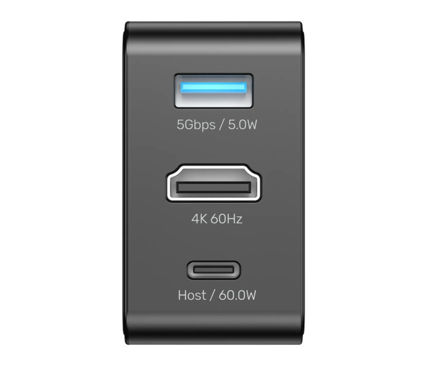 Unitek Hub podróżny GaN 3w1 HDMI/USB-A/USB-C 4k 60Hz PD 65W - 1529986 - zdjęcie 4